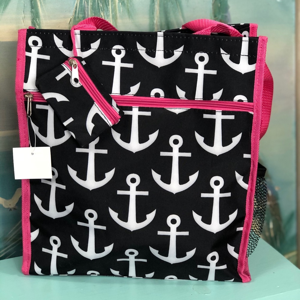 NWT Anchor Tote Black & Pink 13x12x5